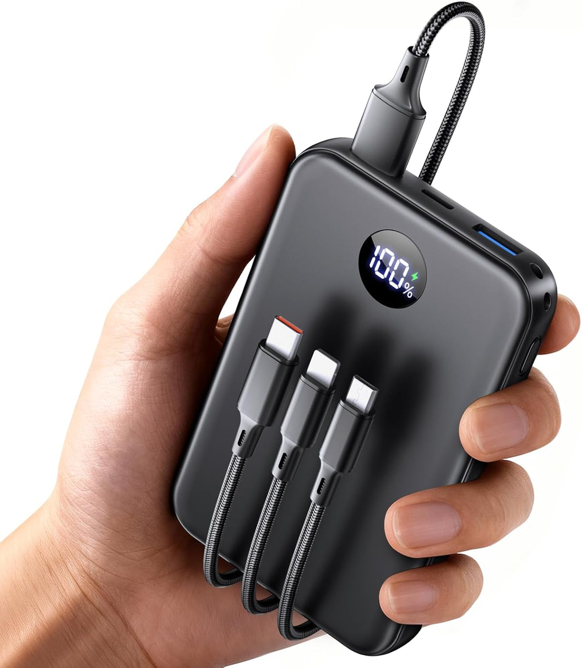 Power Bank 27000mAh, Ultra Kompakte Powerbank Schnellladen mit 3-in-1 Kabel
