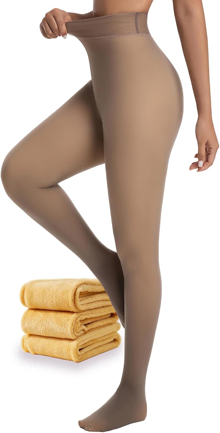 HOWIN Collant Polaire Femme Collant Thermique Effet Transparent Hiver