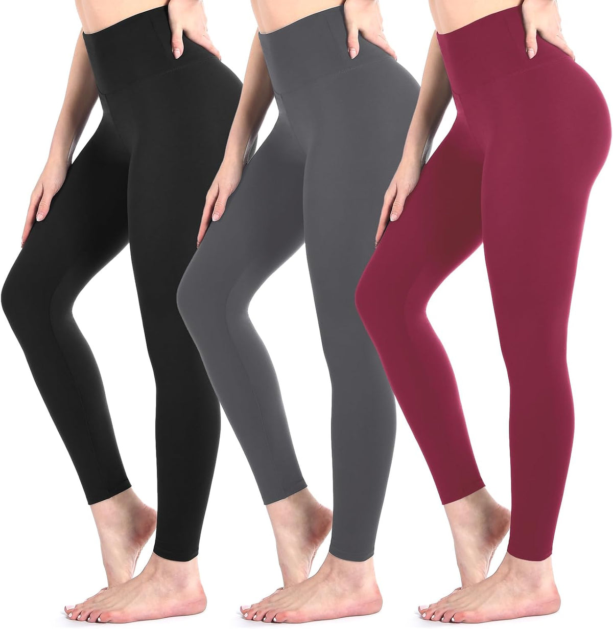 3 Pack Black Leggings for Women