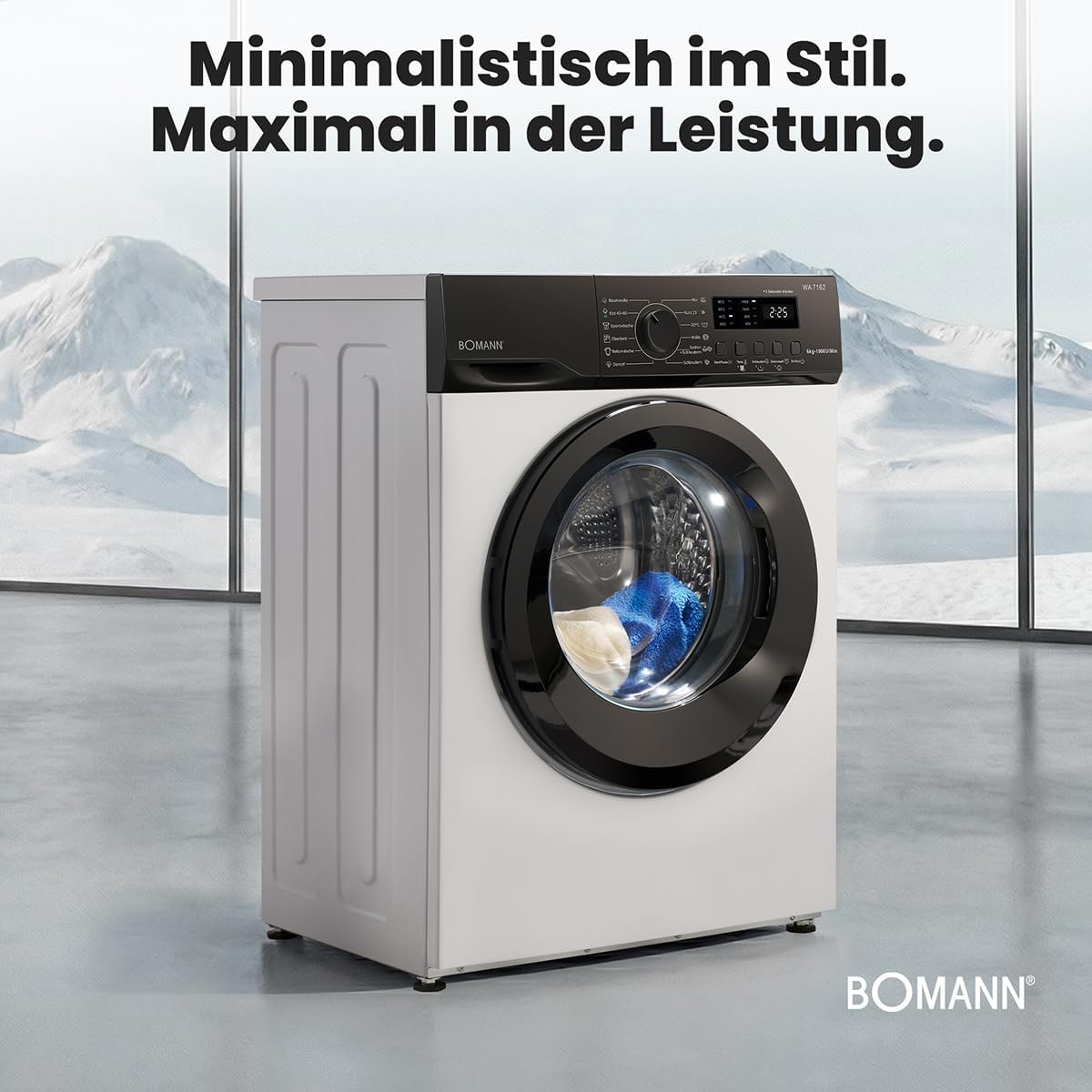 Bomann® Waschmaschine 6kg | 5 Jahre Motor-Garantie | Invertermotor - effizient, leise & langlebig | max. 1000 U/min | 12 Programme | Endzeitvorwahl | LED-Display | Washing Machine | WA 7162 weiß