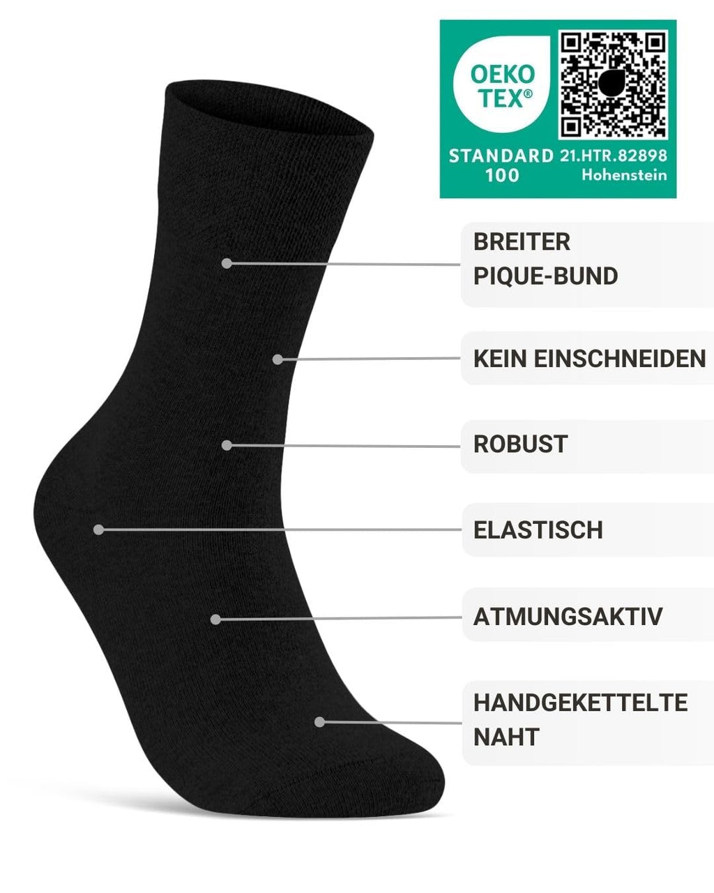 sockenkauf24 10 Paar Diabetikersocken für Herren & Damen ohne Gummibund & ohne Naht aus Baumwolle Diabetiker Socken mit Komfortbund ohne Gummi