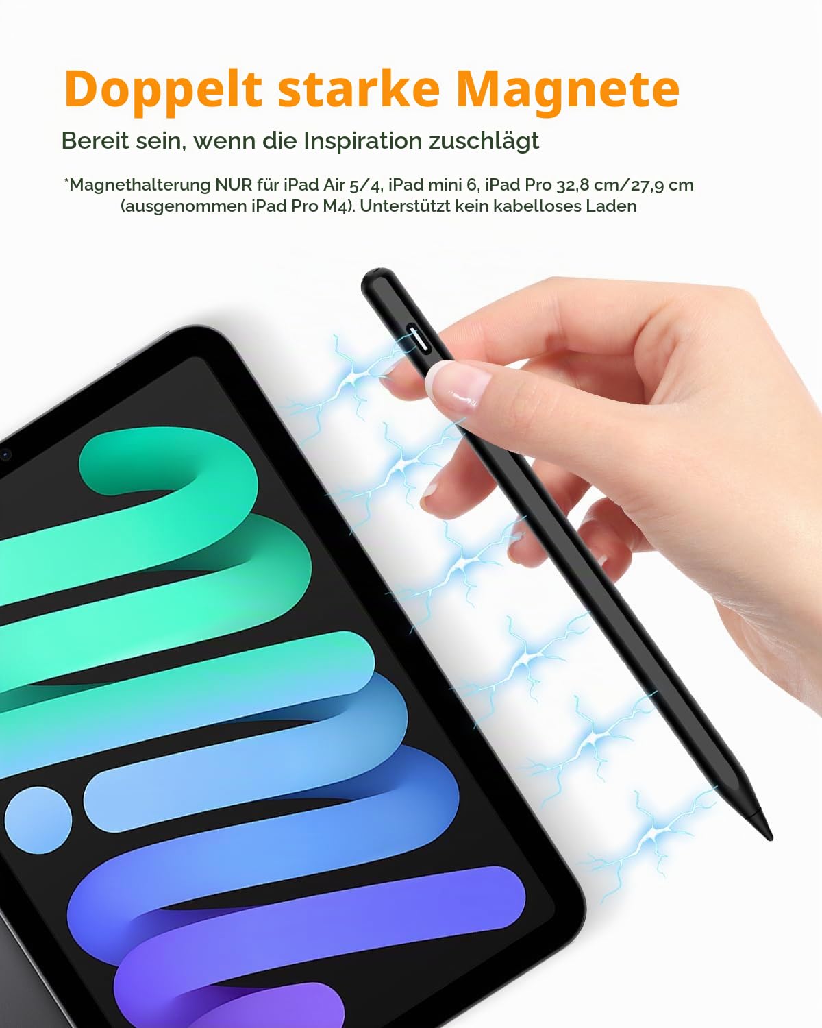 Stift für iPad Pro Air Mini 2018-2026, 2X Schnellladung, Handunterdrückung