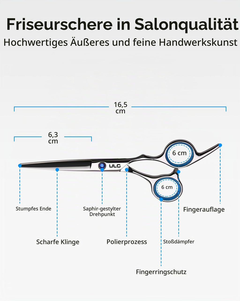 Haarschere Scharfe Friseurschere ULG 6.5 Zoll Präziser Schnitt Haarschnitt japanischer rostfrei edelstahl Rasiermesserscharf Effilierscheren
