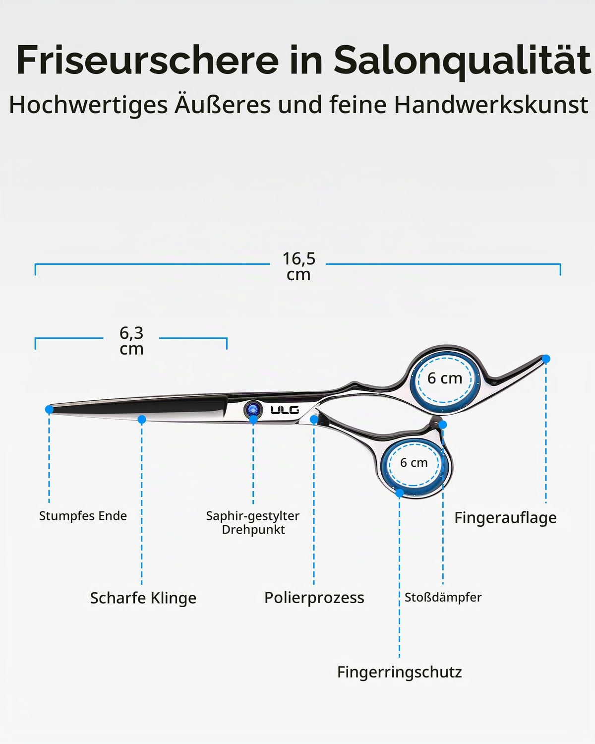 Haarschere Scharfe Friseurschere ULG 6.5 Zoll Präziser Schnitt Haarschnitt japanischer rostfrei edelstahl Rasiermesserscharf Effilierscheren