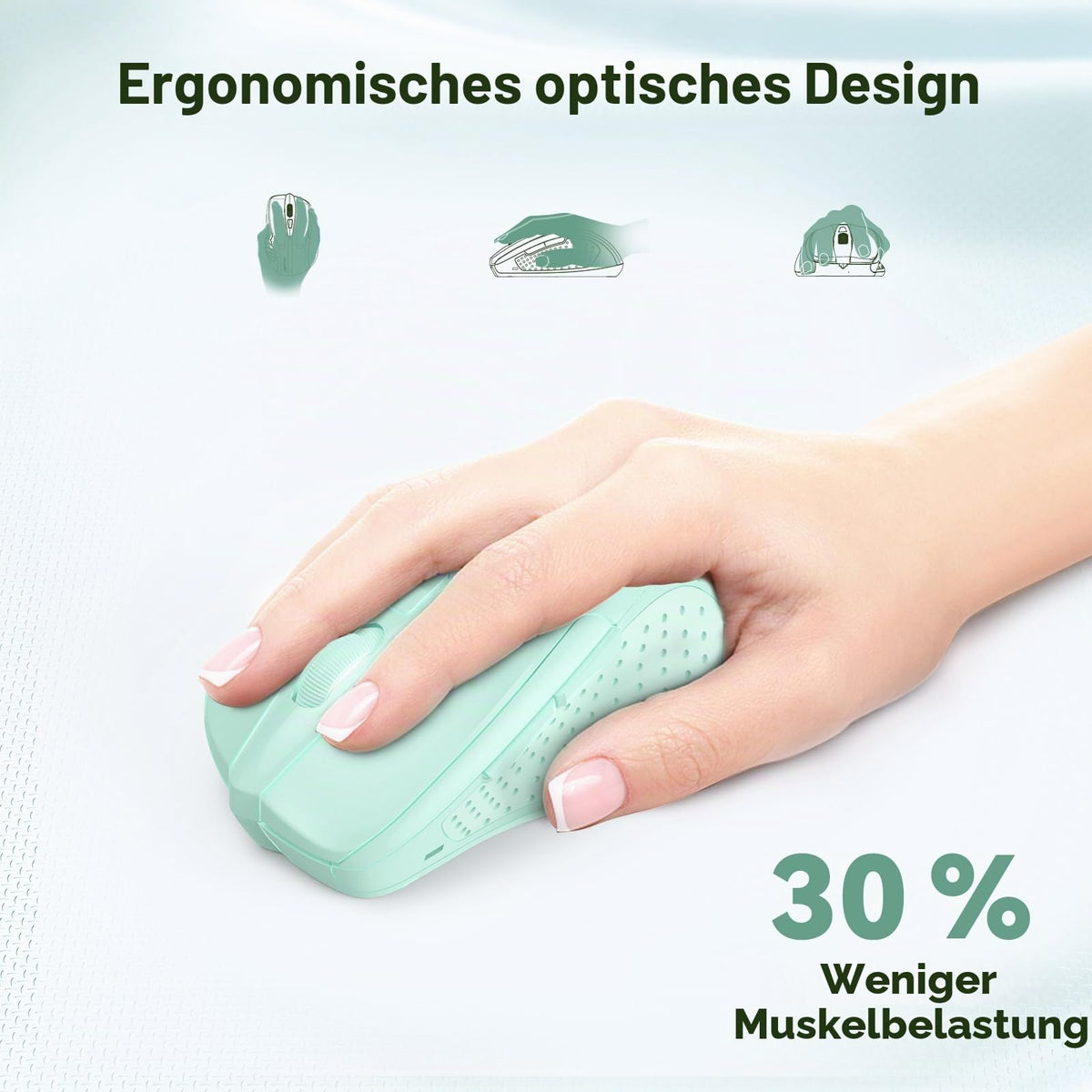 TECKNET Kabellose Maus, 2.4G Optische Funkmaus mit USB Empfänger, Grau