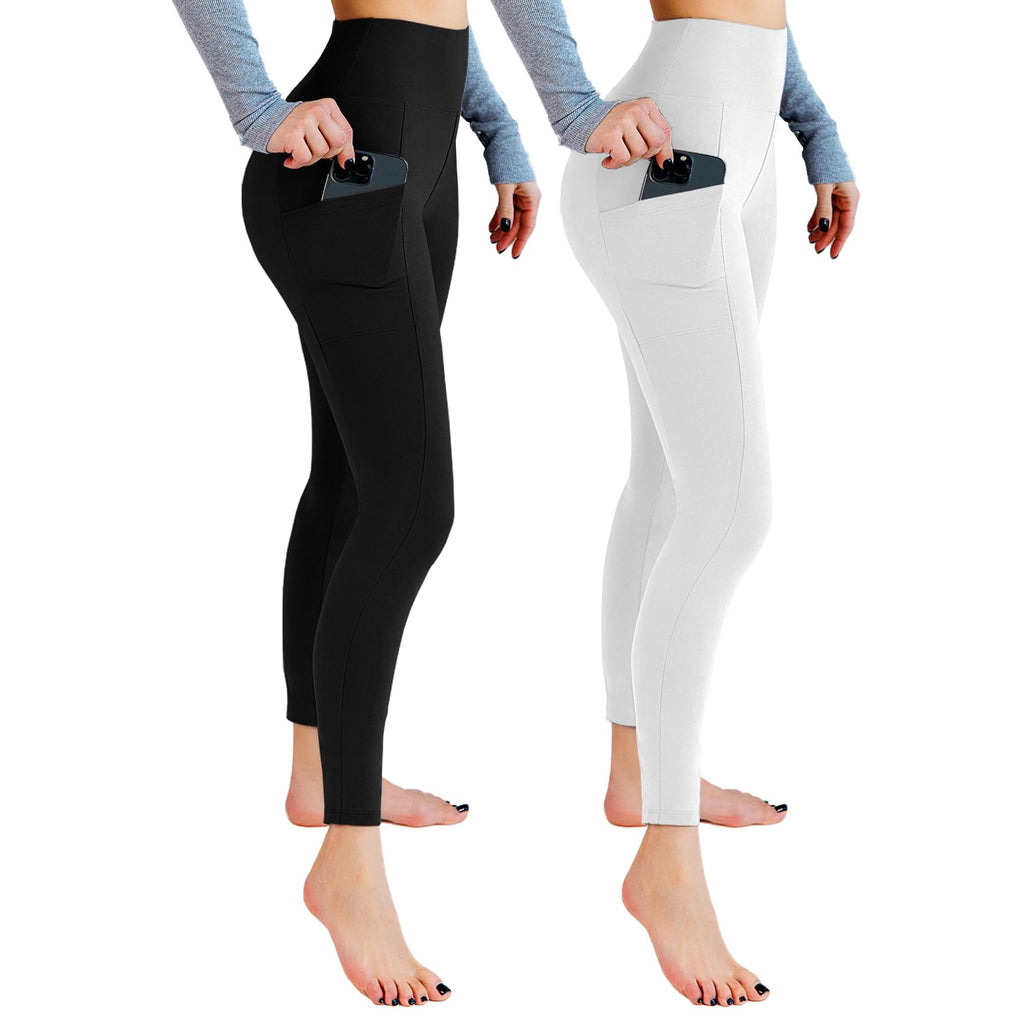 Leafigure 2er Pack High Waist Leggings Damen mit Taschen