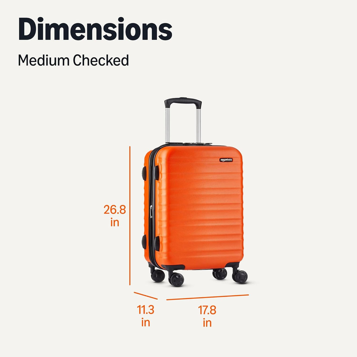 Amazon Basics 21" Hardside Carry-On Luggage with Spinner Wheels, Expandable for Up to 25% More Space, Scratch-Resistant Hard Shell, Telescoping Handle, Black