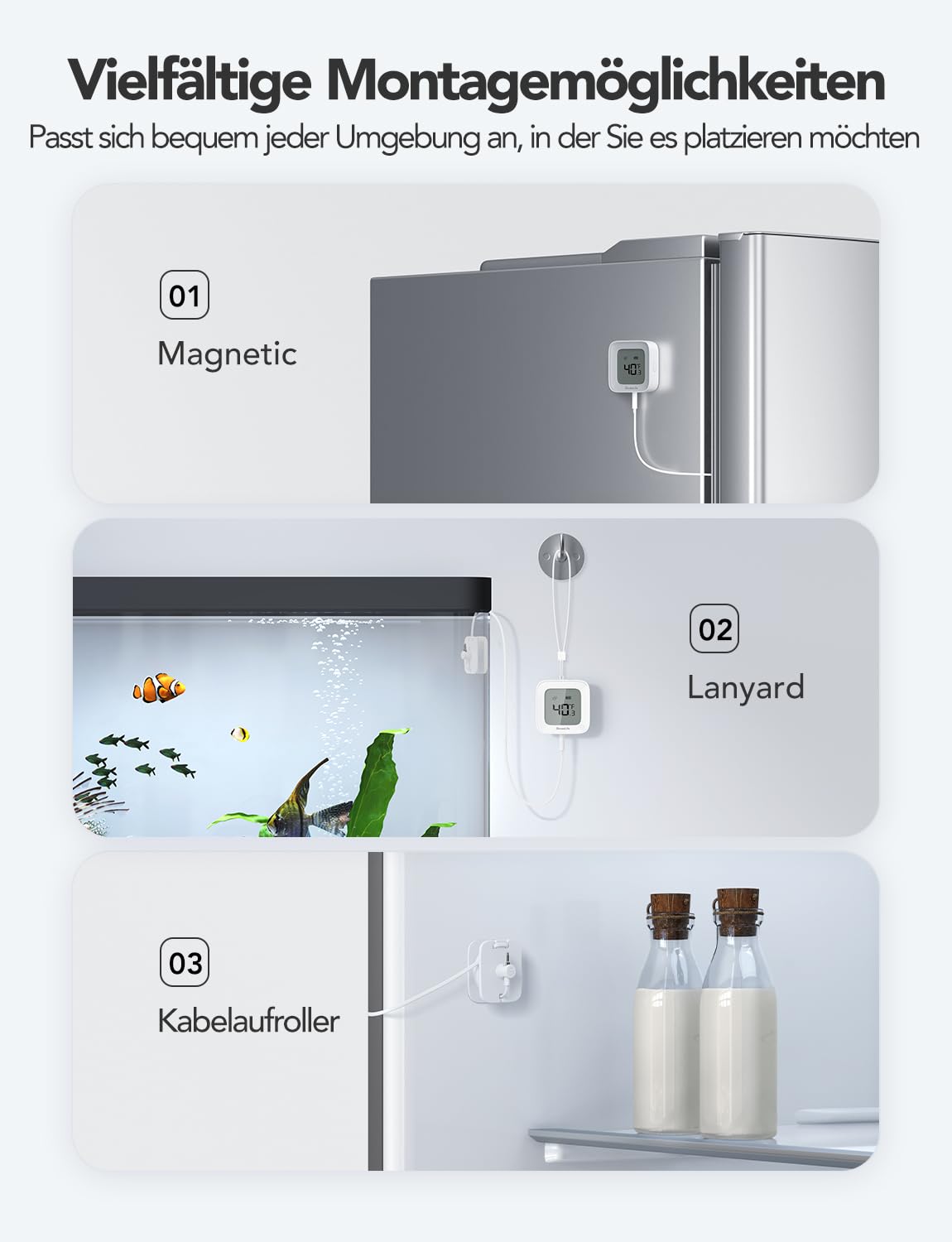 GoveeLife Kühlschrank Thermometer WLAN mit Digital & Alarm App, 1er-Sensor