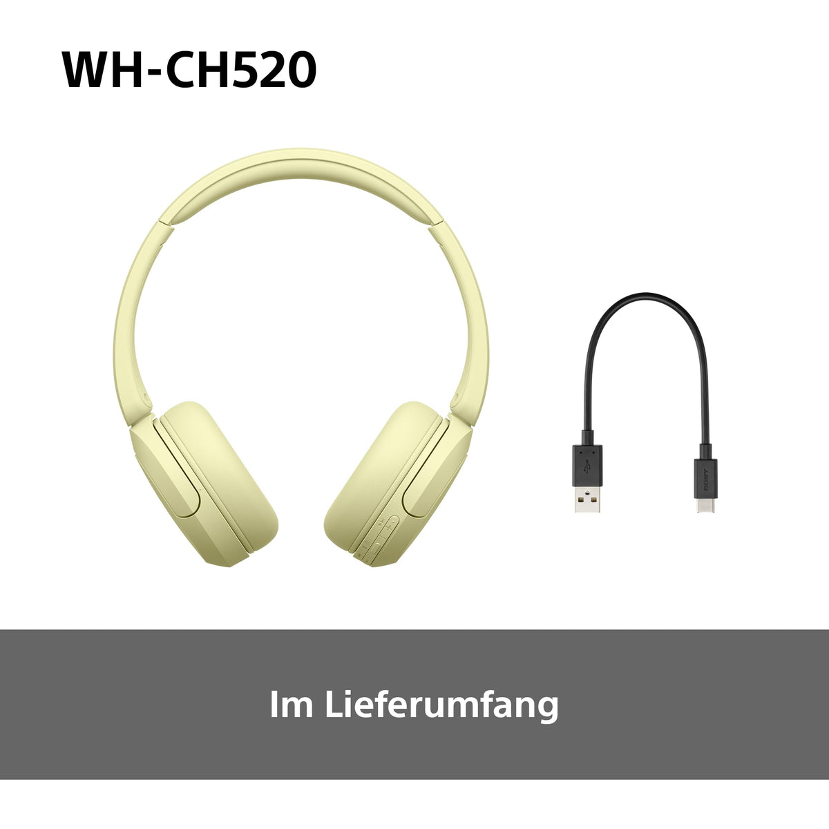 Sony WH-CH520 Kabellose Bluetooth-Kopfhörer - bis zu 50 Stunden Akkulaufzeit mit Schnellladefunktion, On-Ear-Modell - Schwarz