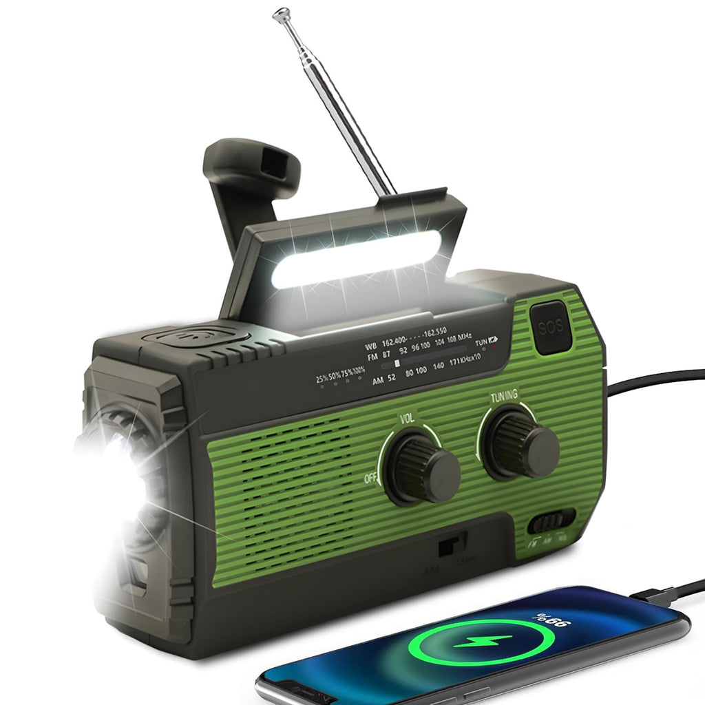 Notfall-Solarradio,Solarbaby Selbstbetriebenes Kurbelradio mit LED-Taschenlampe, SOS-Alarm,AM/FM Wetter Wind Up Radio mit 2000mAh Akku für Notladung von Smartphone,(Rod)