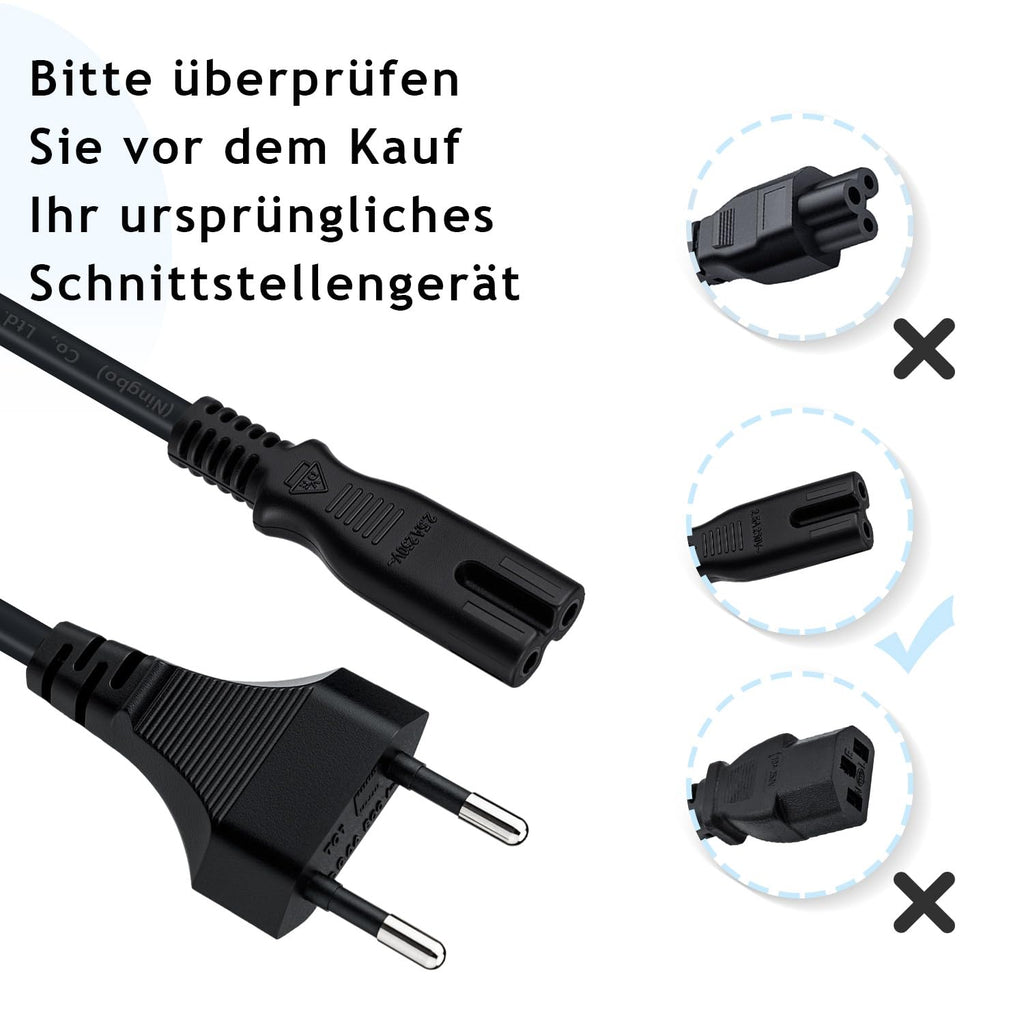Mcbazel 1,5m Stromkabel C7 Eurostecker (Achterstecker), 2-poliges Netzkabel für PS5,PS4,PS3,PS2,PS1,Xbox, Smart-TV, Drucker, Radio & Monitor, Ersatz Kleingerätekabel, Schwarz