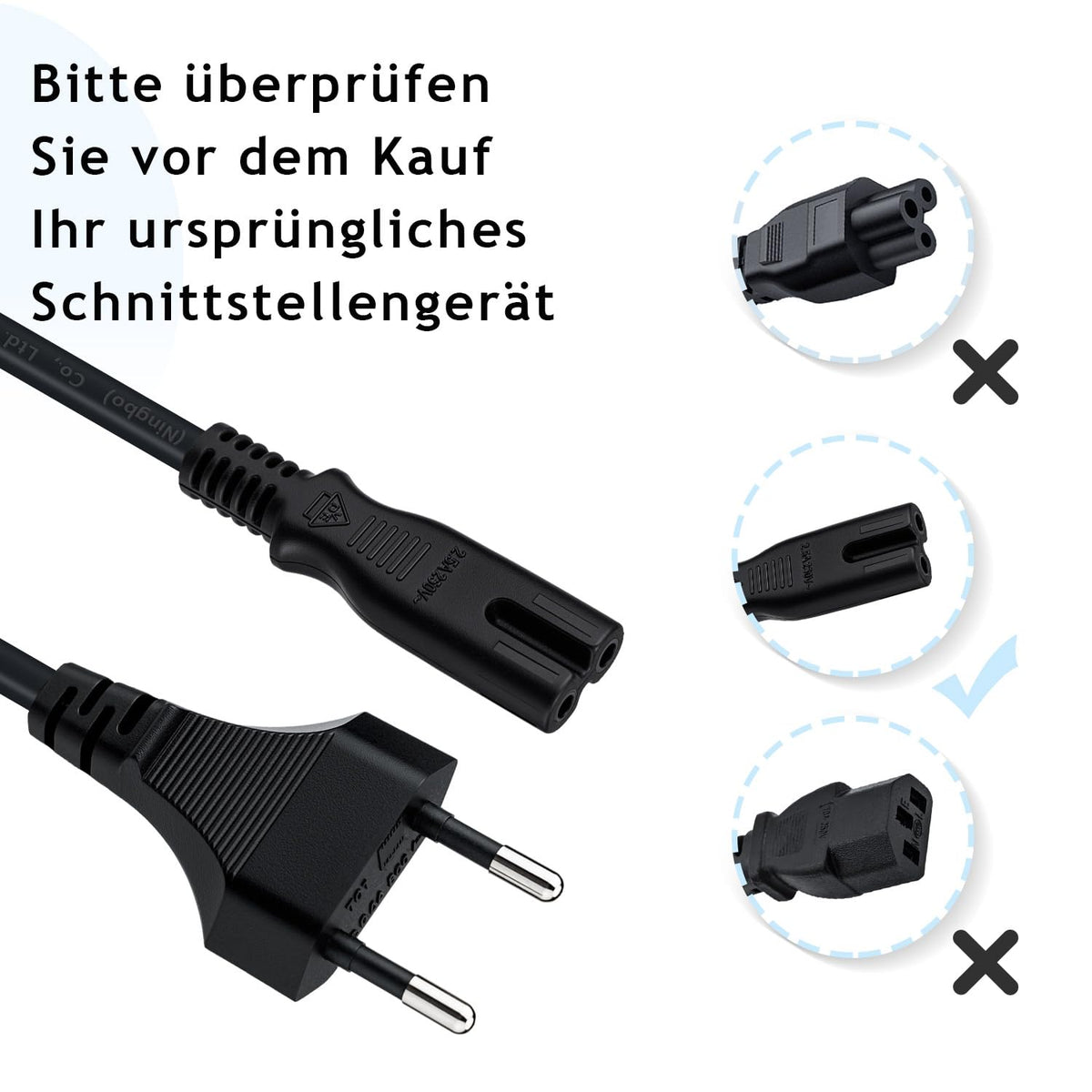 Mcbazel 1,5m Stromkabel C7 Eurostecker (Achterstecker), 2-poliges Netzkabel für PS5,PS4,PS3,PS2,PS1,Xbox, Smart-TV, Drucker, Radio & Monitor, Ersatz Kleingerätekabel, Schwarz