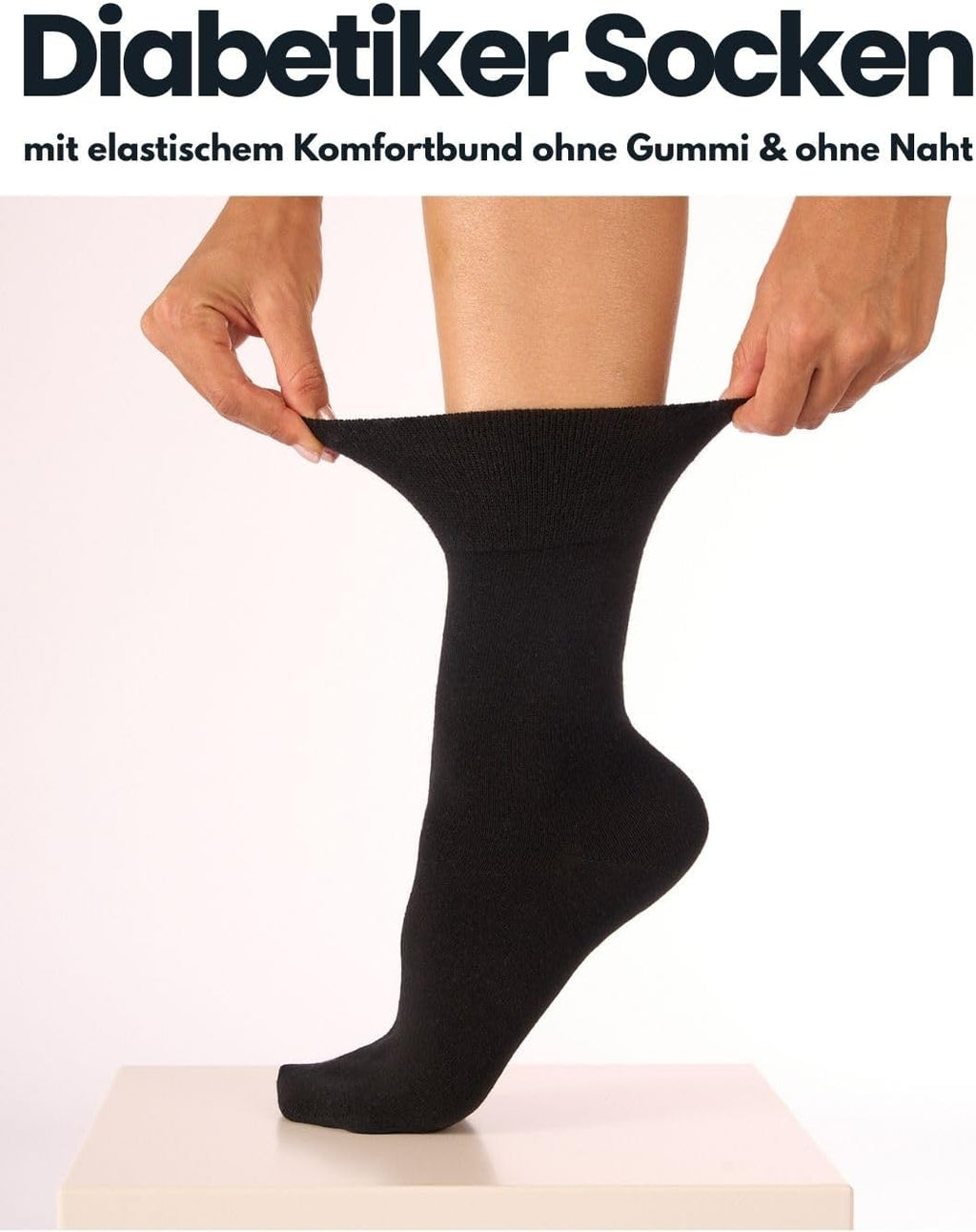sockenkauf24 10 Paar Diabetikersocken für Herren & Damen ohne Gummibund & ohne Naht aus Baumwolle Diabetiker Socken mit Komfortbund ohne Gummi
