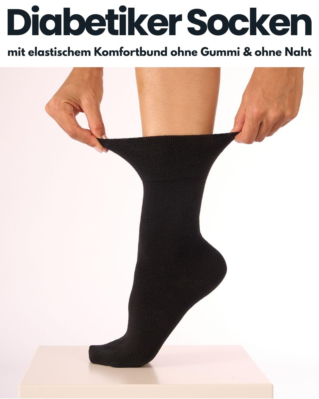 sockenkauf24 10 Paar Diabetikersocken für Herren & Damen ohne Gummibund & ohne Naht aus Baumwolle Diabetiker Socken mit Komfortbund ohne Gummi