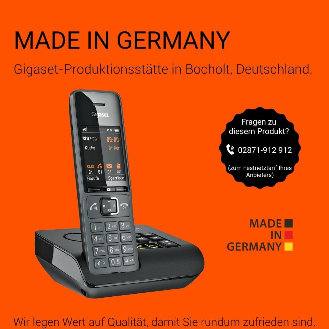 Gigaset Comfort 520A Duo - 2 Schnurlose DECT-Telefone mit Anrufbeantworter - Beste Audioqualität mit Freisprechfunktion - Anrufschutz - Adressbuch 200 Kontakten, titan-schwarz [Deutsche Version]