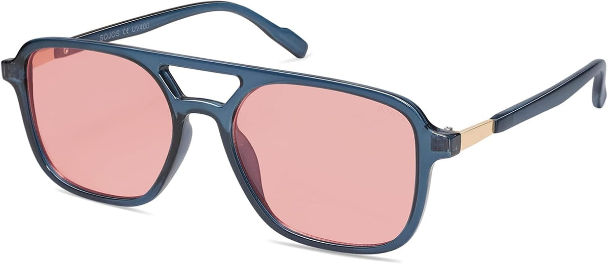 SOJOS Retro Aviator Sunglasses Womens Mens,Trendy Rectangle Shades SJ2202