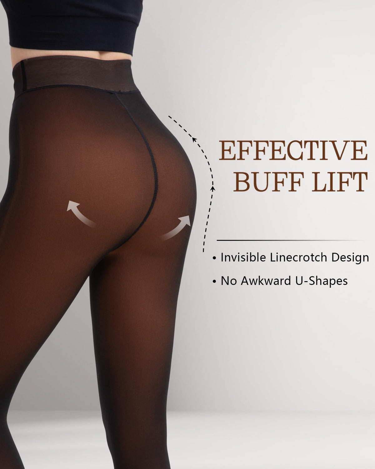HONGTEYA 2 Pairs Fleece Lined Tights Women - Warm Sheer Pantyhose Fake Translucent Tights Winter Thermal Leggings