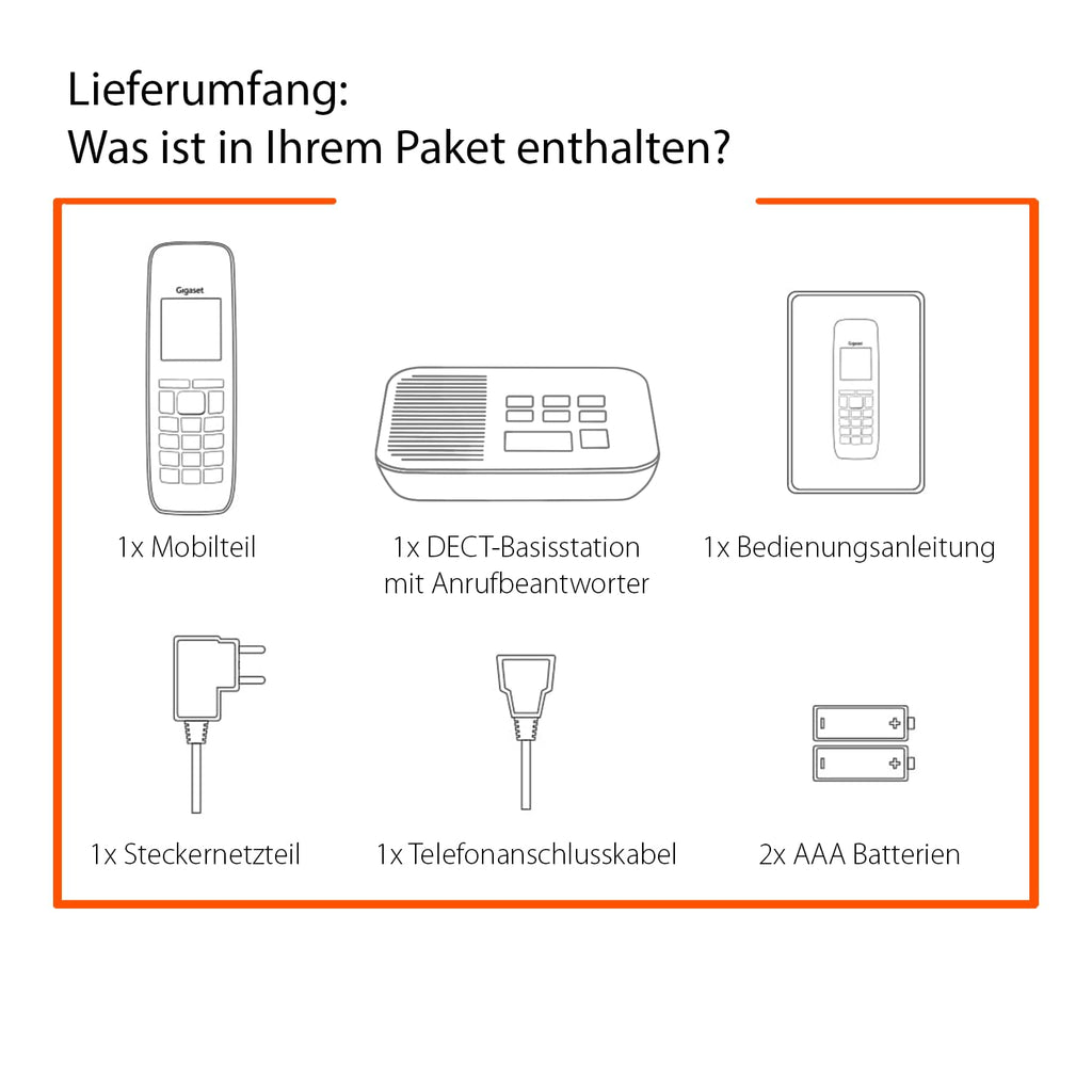 Gigaset E290A Duo - 2 Schnurlose Senioren DECT-Telefone mit Anrufbeantworter - großen Tasten und Display, Zielwahltasten für wichtige Nummern, Verstärker-Funktion für extra lautes Hören, schwarz