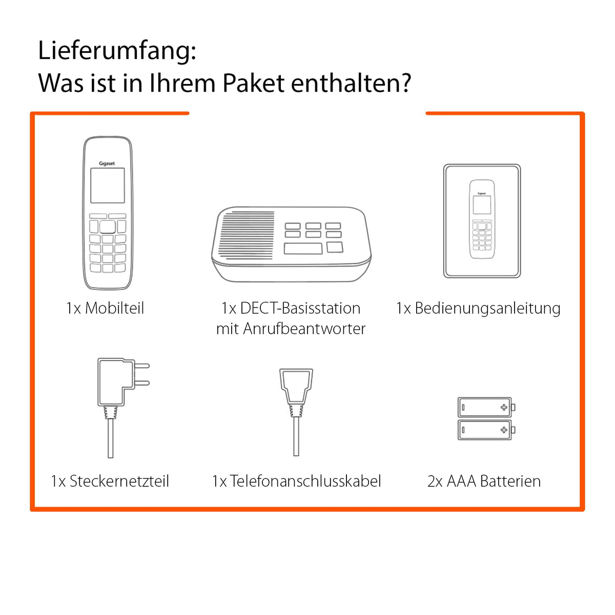 Gigaset E290A Duo - 2 Schnurlose Senioren DECT-Telefone mit Anrufbeantworter - großen Tasten und Display, Zielwahltasten für wichtige Nummern, Verstärker-Funktion für extra lautes Hören, schwarz