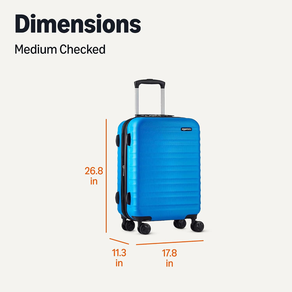 Amazon Basics 21" Hardside Carry-On Luggage with Spinner Wheels, Expandable for Up to 25% More Space, Scratch-Resistant Hard Shell, Telescoping Handle, Black