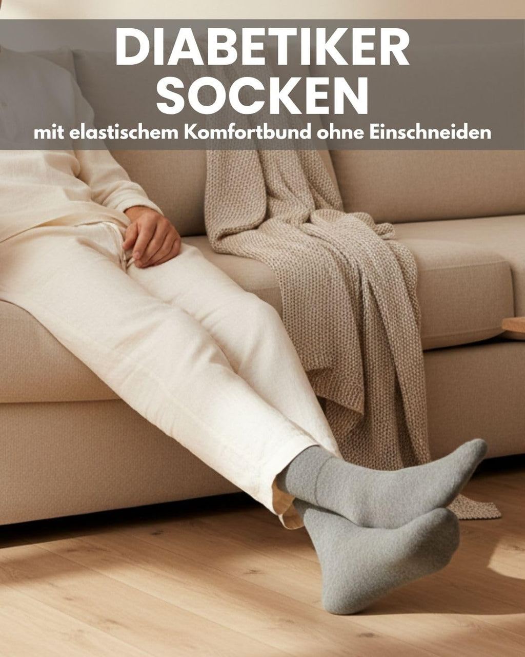 sockenkauf24 Diabetikersocken ohne Gummi & ohne Naht 97% Baumwolle (6 Paar) Diabetiker Socken mit Komfortbund für Damen & Herren