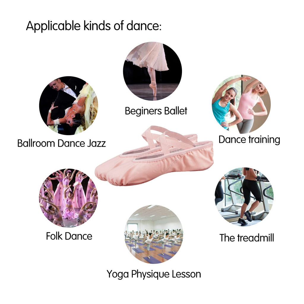 Bezioner Ballettschuhe Ballettschläppchen Tanzschuhe Geteilte Ledersohle für Kinder und Erwachsene