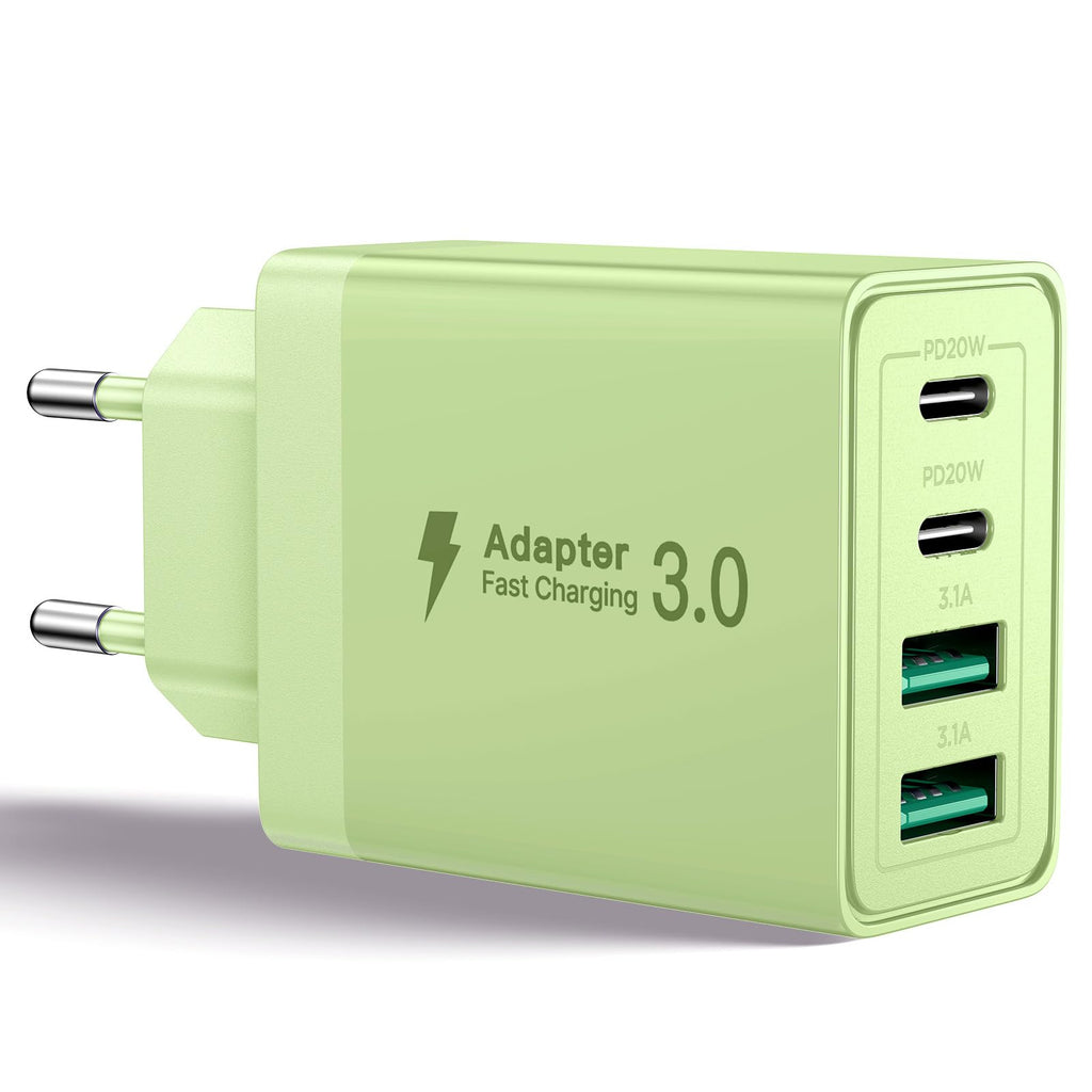 USB C Ladegerät, 40W 4-Port USB ladegerät Mehrfach Schnellladegerät PD 3.0