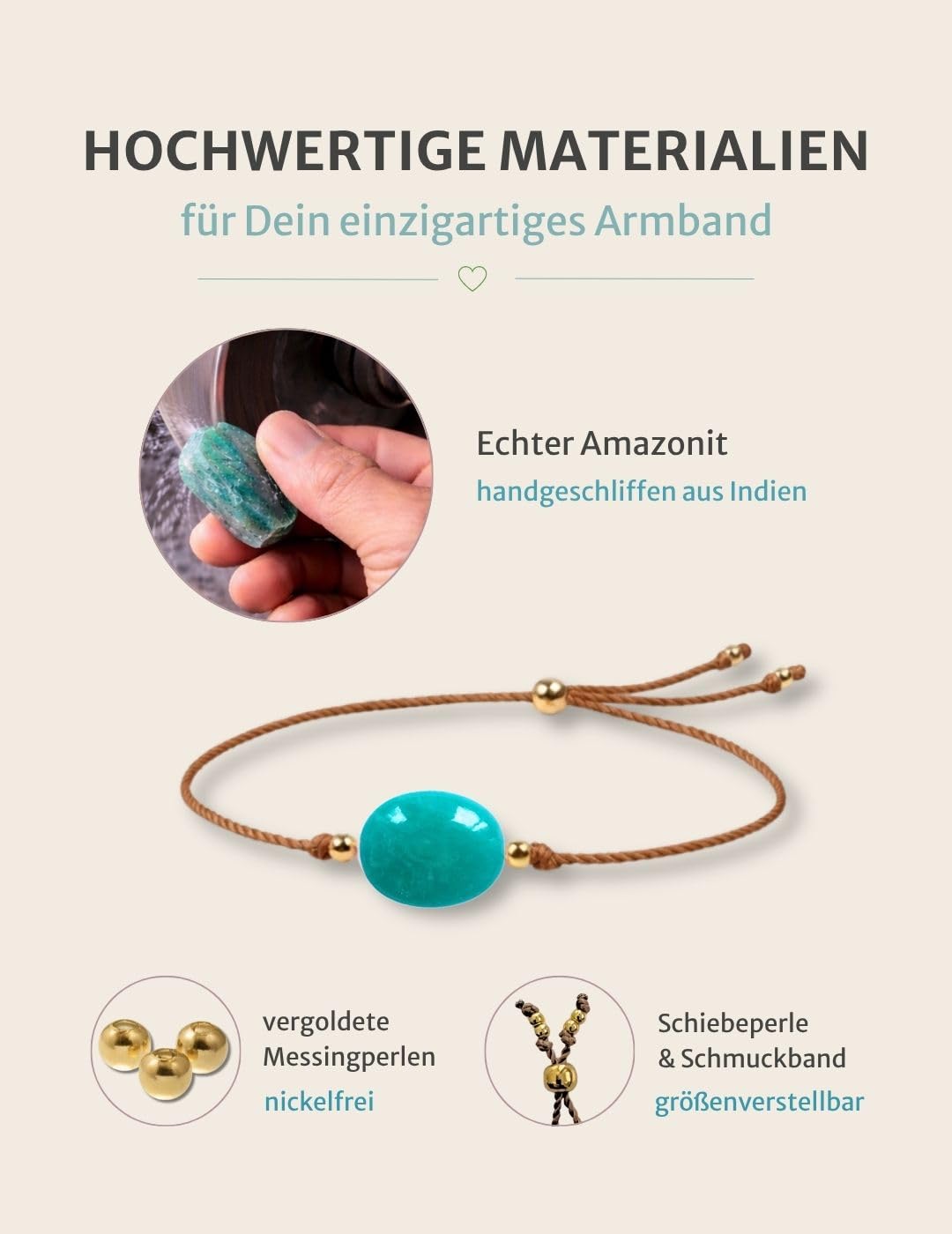 happymaker Edelstein Armband Damen als Kraftgeber, handmade in Deutschland