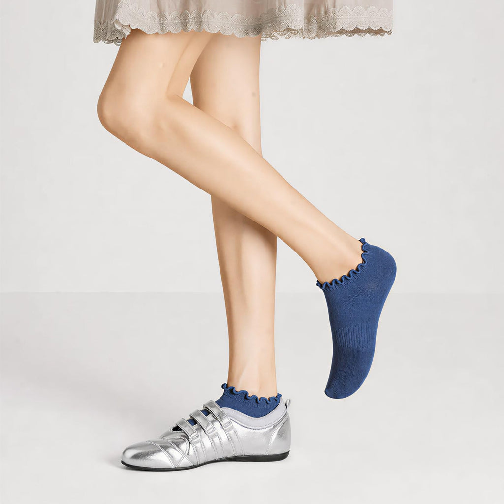 6 Pairs No Show Socks for Women Ruffle Socks Cute Ankle Socks