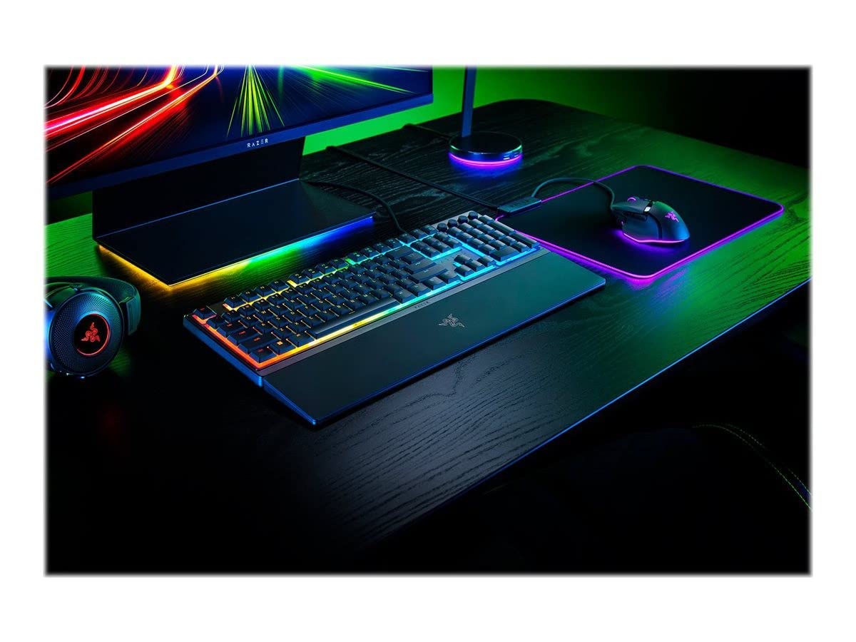Razer Ornata V3 X - Flache Membran-Tastatur mit Chroma RGB (Lautlose Membran-Switches, Ergonomische Handballenauflage, Tastenkappen Anti-UV-Beschichtung) QWERTZ DE-Layout | Schwarz