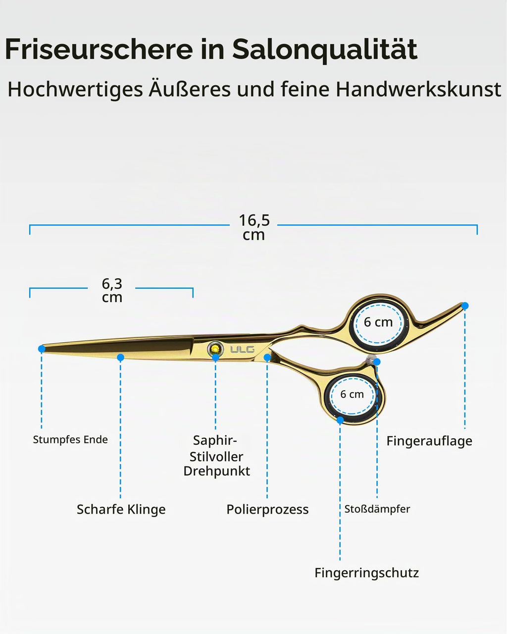 Haarschere Scharfe Friseurschere ULG 6.5 Zoll Präziser Schnitt Haarschnitt japanischer rostfrei edelstahl Rasiermesserscharf Effilierscheren