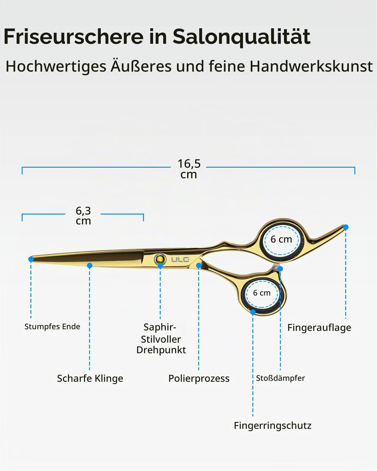 Haarschere Scharfe Friseurschere ULG 6.5 Zoll Präziser Schnitt Haarschnitt japanischer rostfrei edelstahl Rasiermesserscharf Effilierscheren