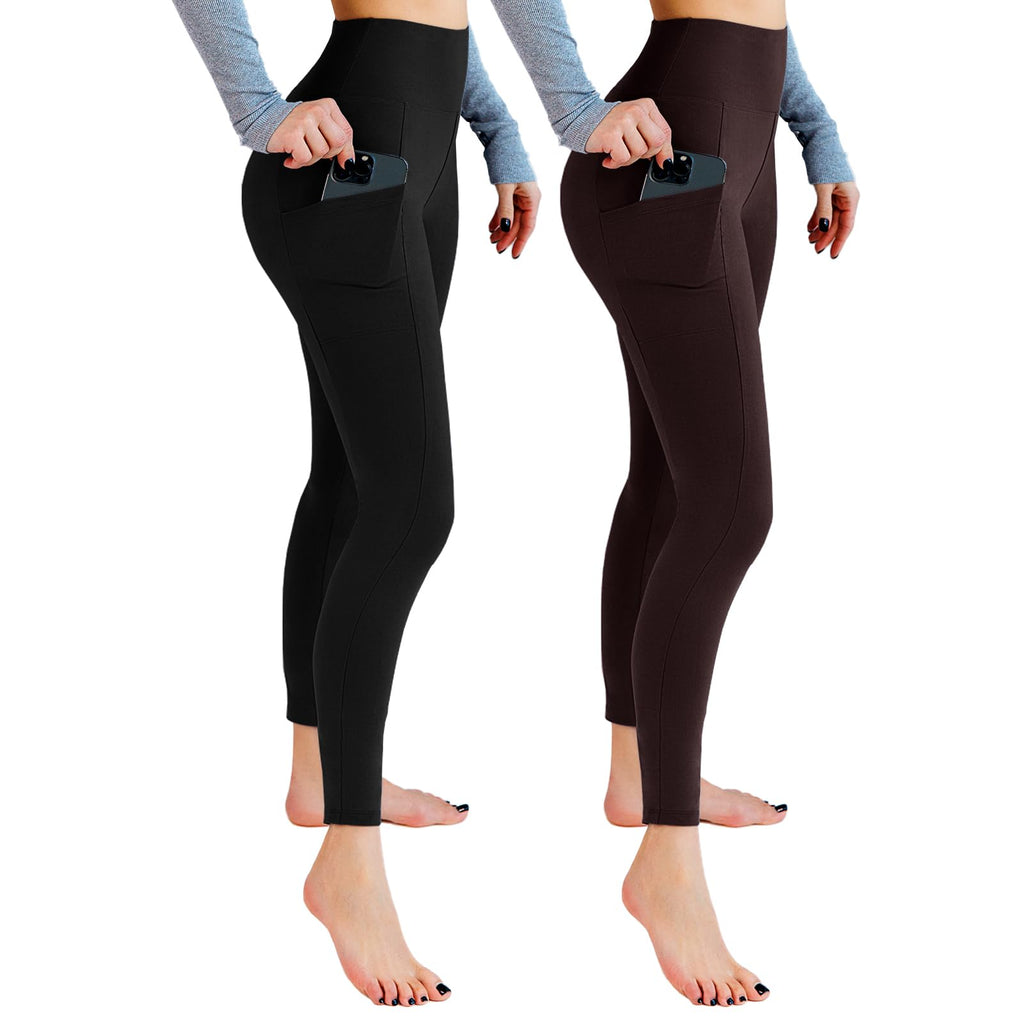 Leafigure 2er Pack High Waist Leggings Damen mit Taschen