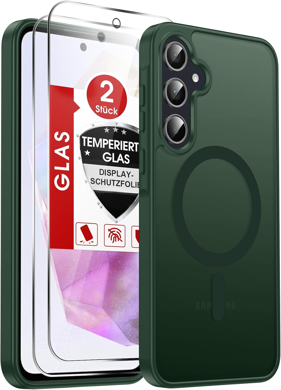 LeYi für Samsung Galaxy A06 4G Hülle für Magsafe mit 2X Panzerglas-Schwarz