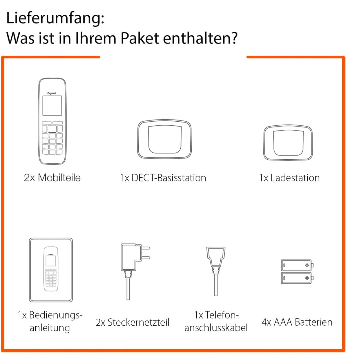 Gigaset E290A Duo - 2 Schnurlose Senioren DECT-Telefone mit Anrufbeantworter - großen Tasten und Display, Zielwahltasten für wichtige Nummern, Verstärker-Funktion für extra lautes Hören, schwarz