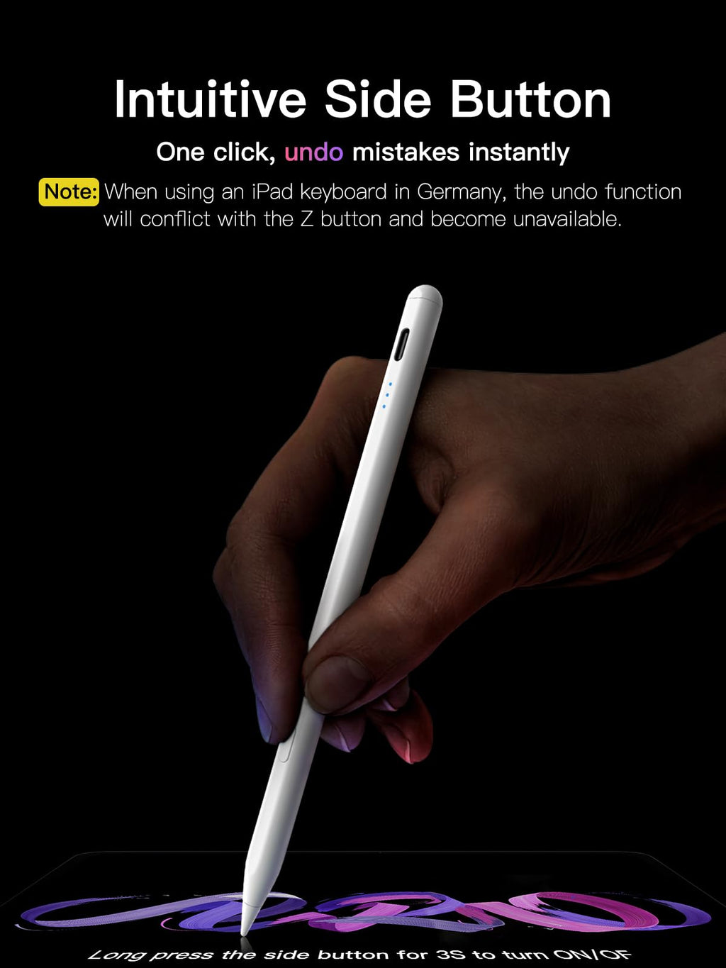 Stylus Stift für iPad 2018-2026 mit USB-C Schnellladeleistung, Palm Rejection und Neigungssensitivität Pencil für iPad 11/10/9/8/7/6/A16, Mini 7/6/5, Air M4/3/2 11"/13"/5/4/3, Pro M5/M4 13"/12.9″/11″