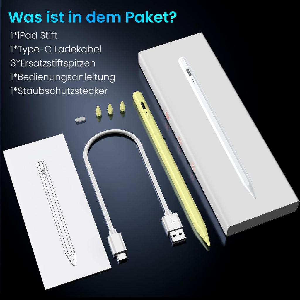 Stift für iPad, (2018-2025) Pencil 2nd Generation für Apple mit Schnellladeleistung Palm Rejection und Neigungssensitivität Stylus für i Pad 6-10, i Pad Pro 13''/12,9''/11'', Mini 6/5, Air 5/4/3