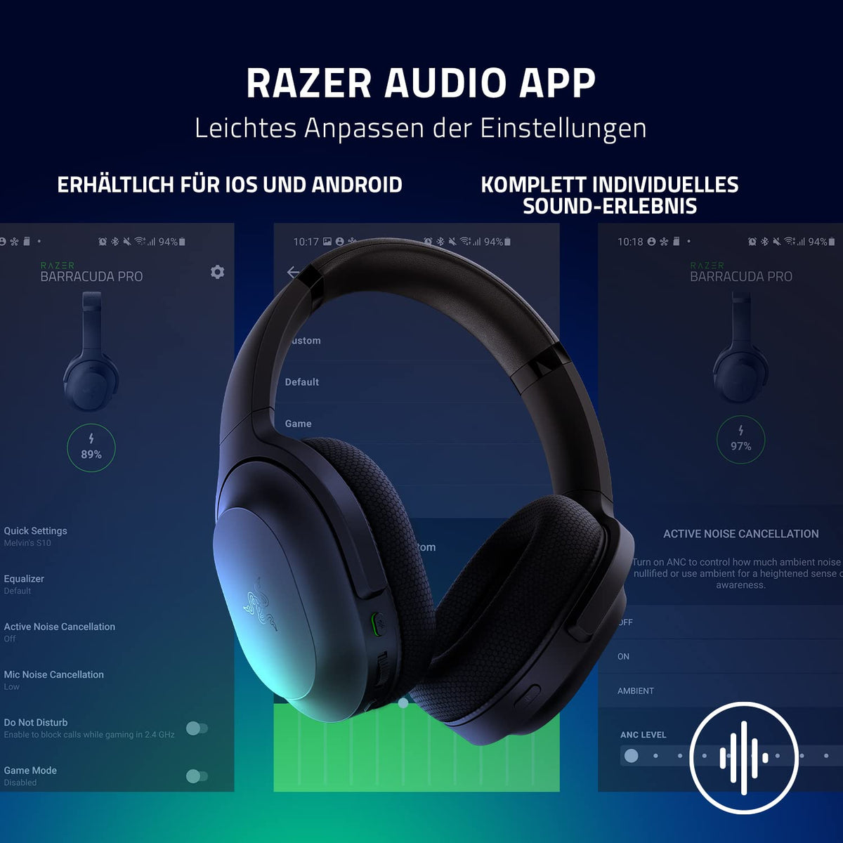 Razer Barracuda X - Kabelloses Multiplattform-Headset für Gaming und Mobile Geräte (SmartSwitch Dual Wireless, Triforce 40mm, Mikrofon mit Nierencharakteristik, 50h Akku, USB-C) Schwarz
