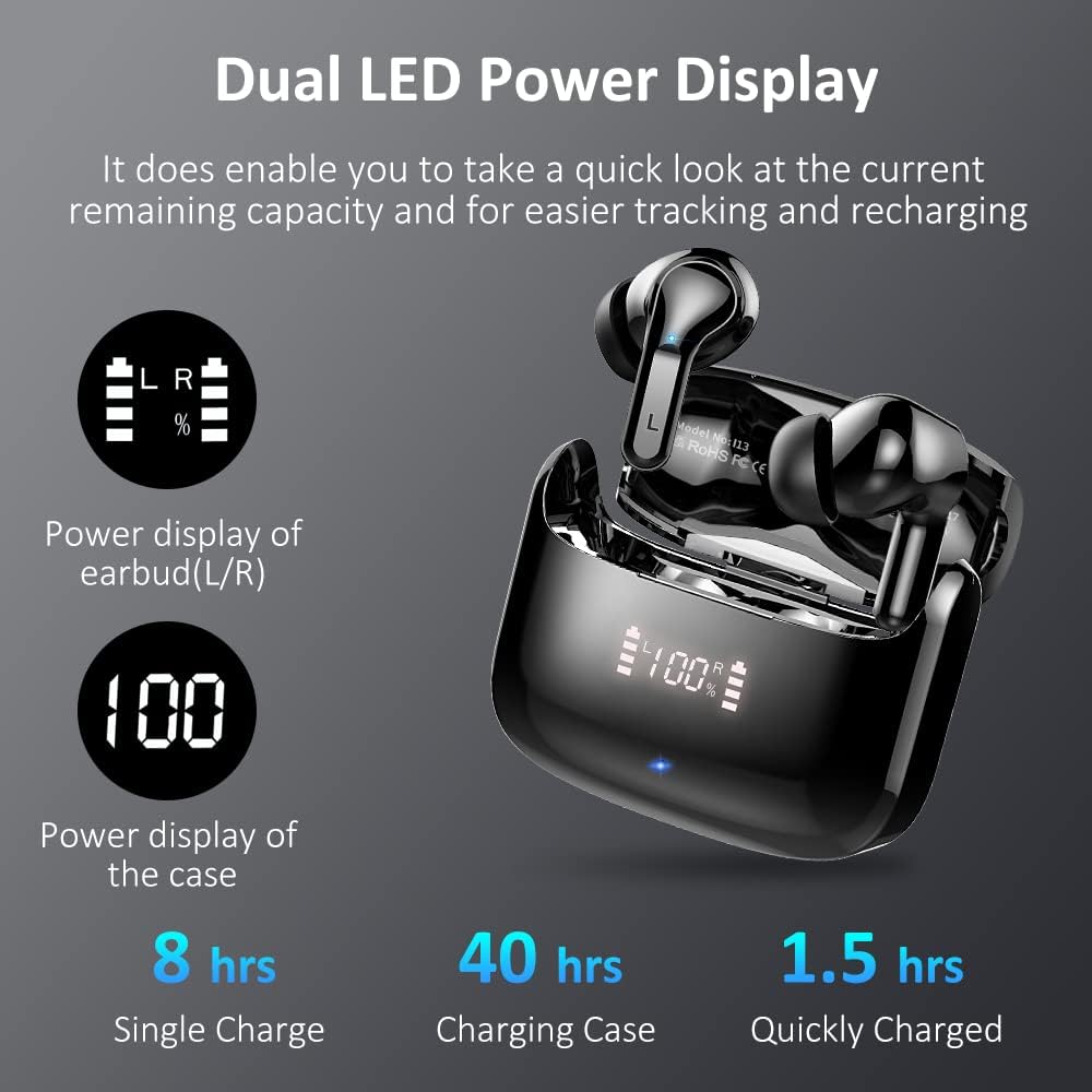2026 Kopfhörer Kabellos Bluetooth 5.4 Kopfhörer, 6D-Stereo Ohrhörer in Ear
