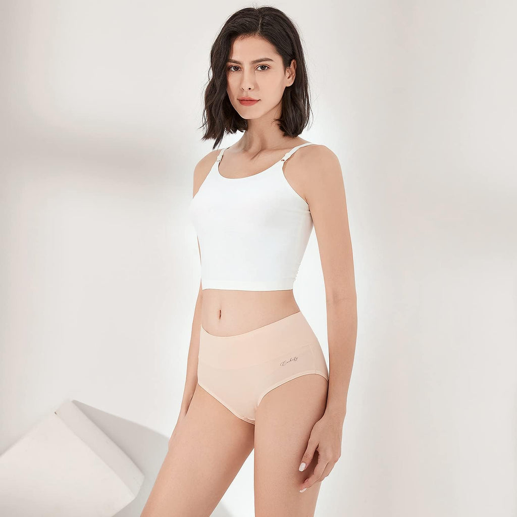 anqier Damen-Unterhosen, 5er-Pack, Stretch-Baumwolle, hoch geschnittene Slips für Damen