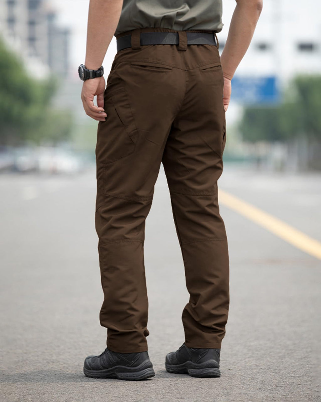 Men's Stretch Tactical Pants Waterproof Ripstop Fabric Cargo Pants Lightweight Casual Hiking Outdoor Work Pants (No Belt)