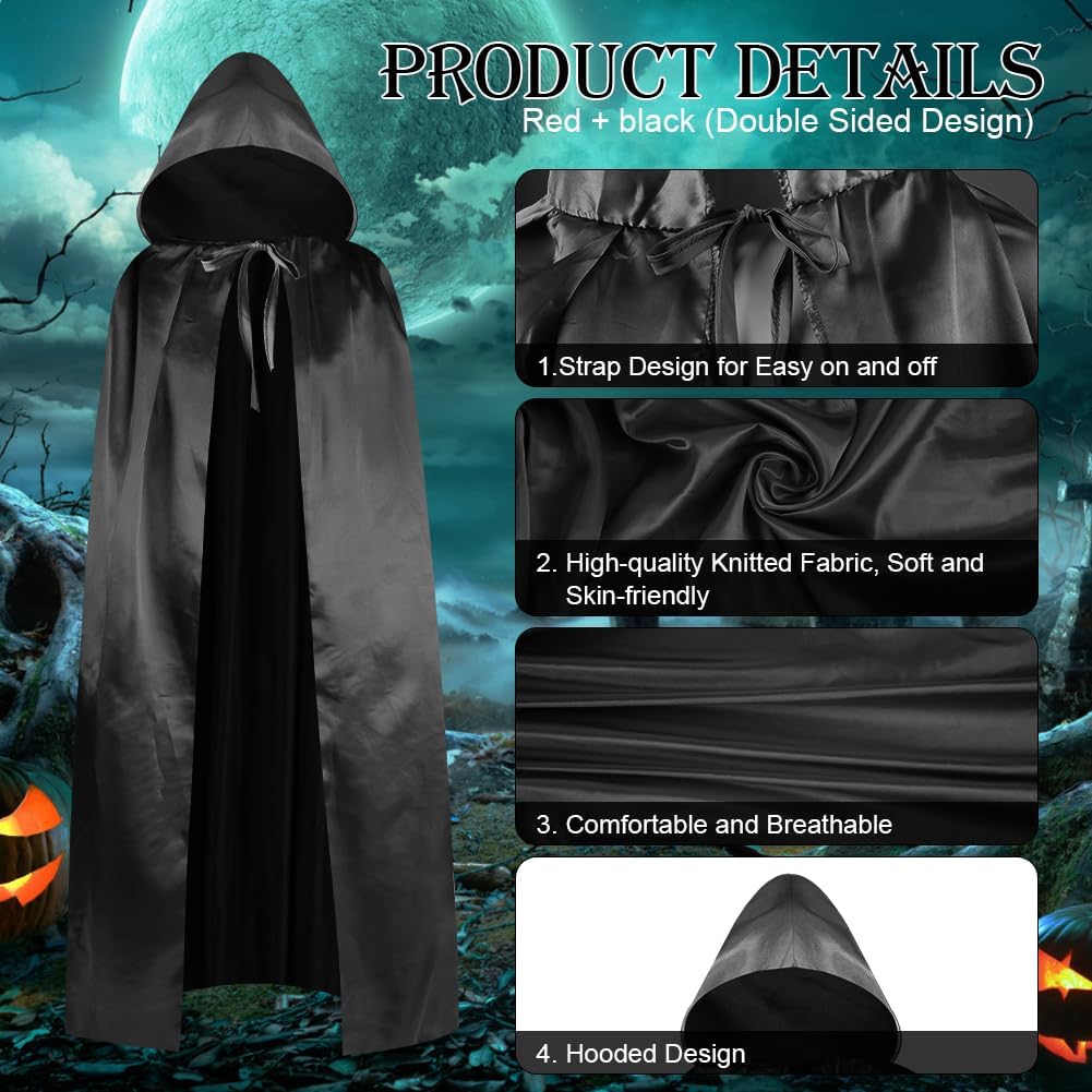 Aomig Cape à Capuchon, Déguisement Adulte Unisexe Costume, Cape Sorcier, Halloween Cosplay Costume Cape Longue Cape, Déguisement pour Halloween, Bal Masqué