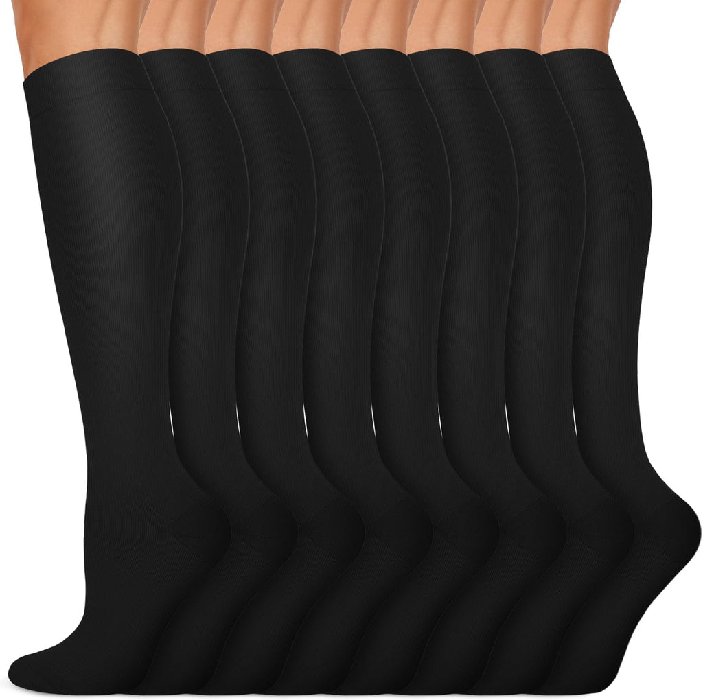 Copper Compression Socks 15-20 mmHg for Men & Women 8 Pairs – Circulation Support for Nurses, Travel, Running, Hiking, Soccer
