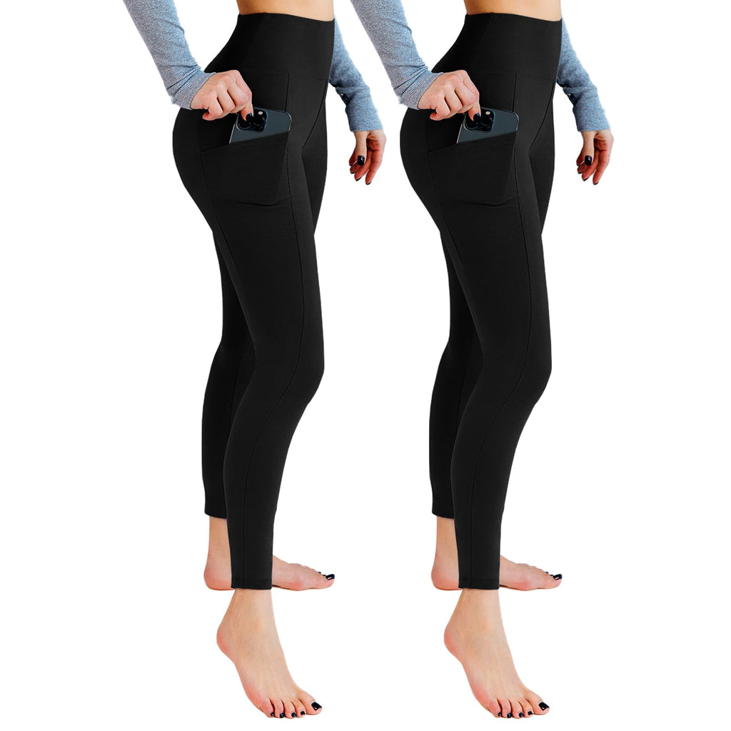 Leafigure 2er Pack High Waist Leggings Damen mit Taschen