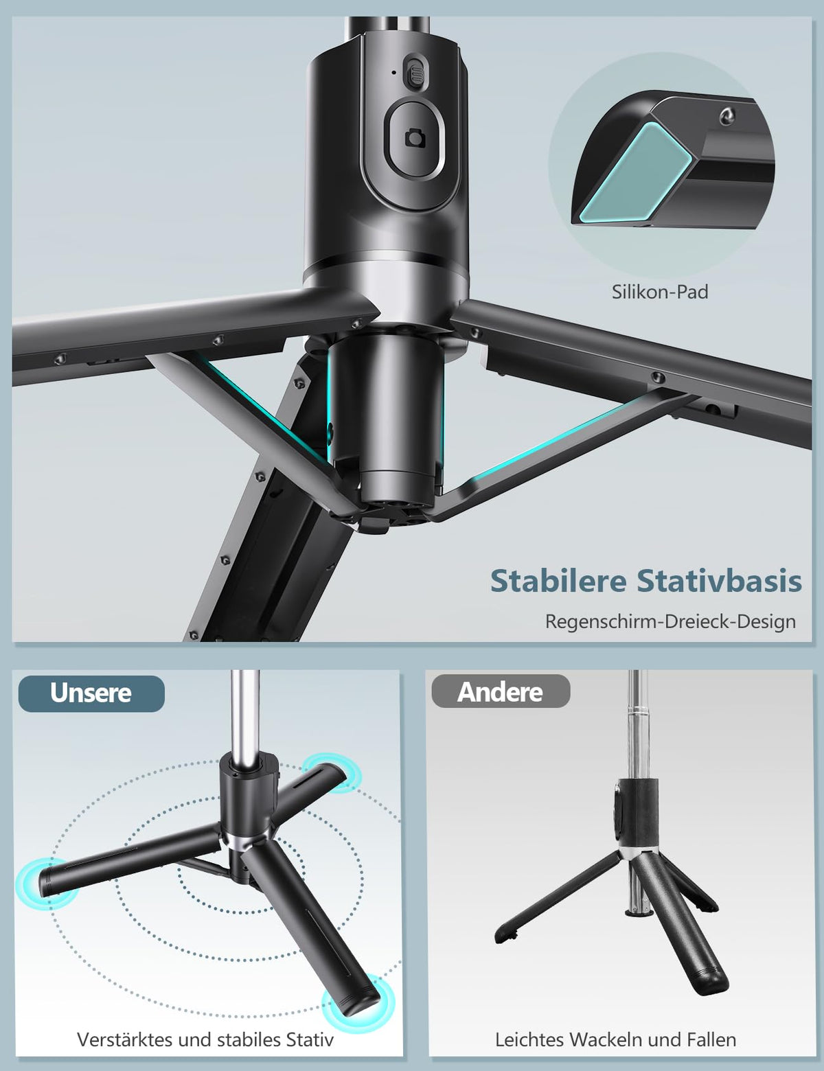 Selfiestick Stativ und Fernbedienung, 2 Fülllicht Stativ für Smartphones