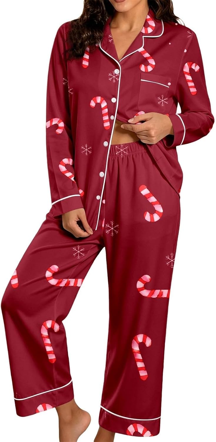 Christmas Pyjamas Women 2026 2 Ladies Pieces Fluffy Pjs Matching Christmas Womens Pyjamas Long Sleeve Xams Plus Size Fashion Autumn Winter Nightwear Lounge Wear Sets for Women UK