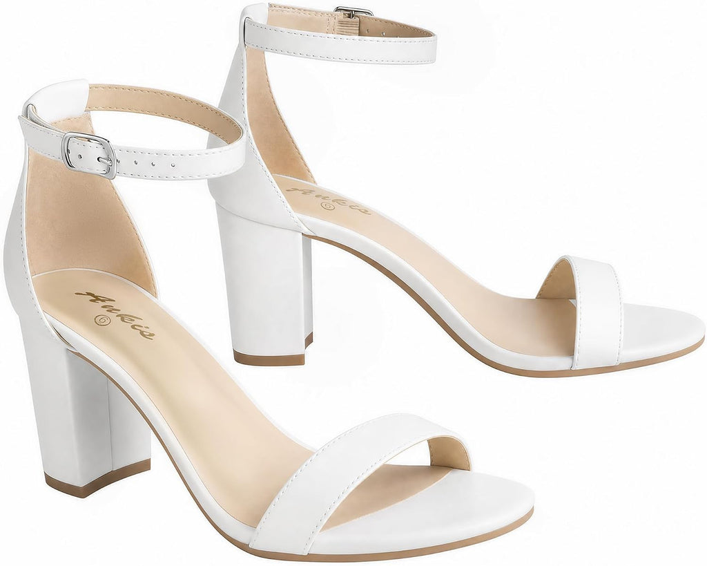 Ankis Damen-Sandalen mit offenem Zehenbereich, Knöchelriemen und 7 cm Blockabsatz