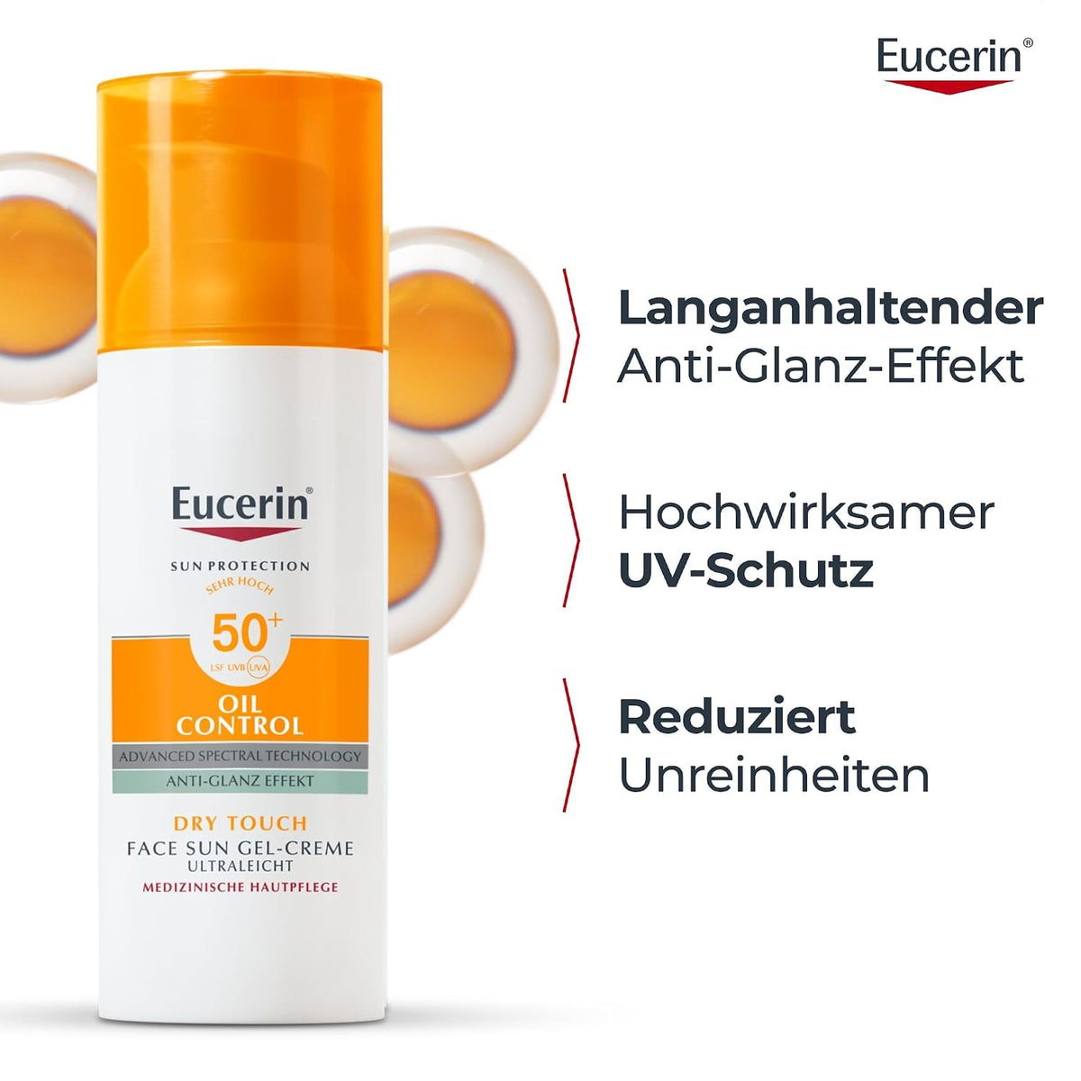 Eucerin Oil Control Sun Face Gel-Creme LSF 50+ 50 ml, Sonnencreme