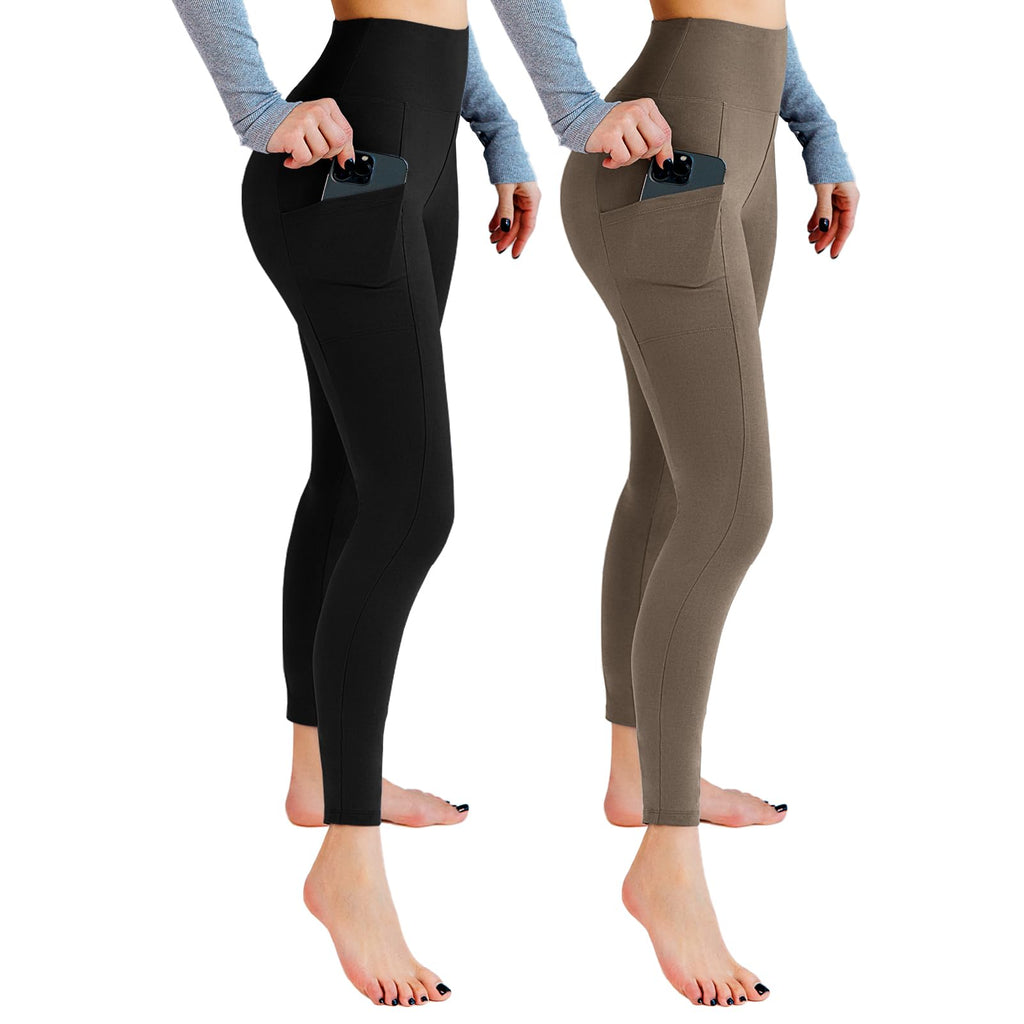 Leafigure 2er Pack High Waist Leggings Damen mit Taschen