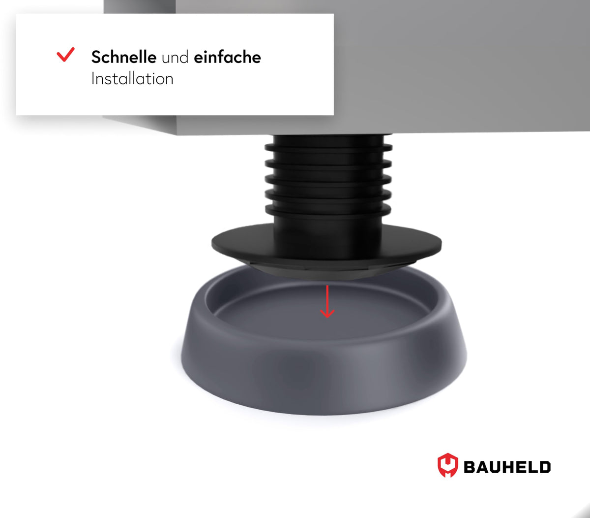 BAUHELD 4x Schwingungsdämpfer Waschmaschine und Trockner - Schwarz
